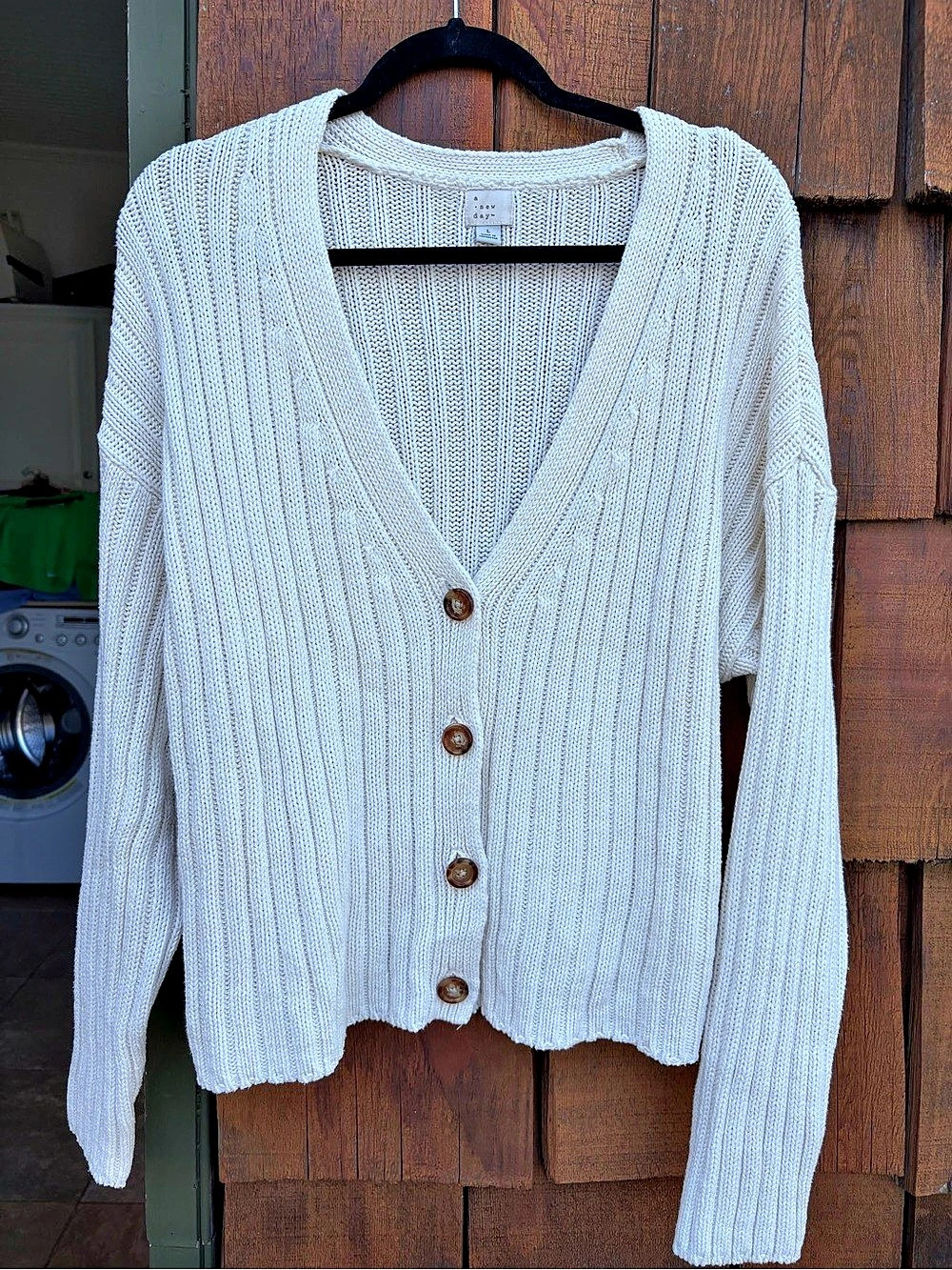 a new day Button Front Cardigan in Cream Size Large